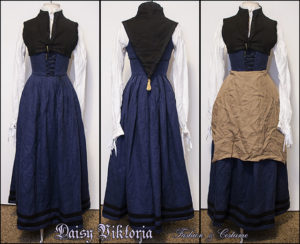 Blue Linen Dutch Kirtle – Faerie Queen Costuming