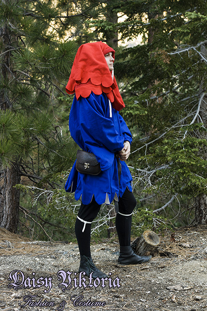 Blue Wool Houppelande and Red Wool Hood – Faerie Queen Costuming